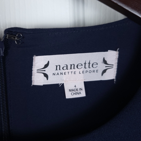 NWT Nanette Lepore 3/4 Sleeve Flounce Dress| Dark Navy - Picture 9 of 12